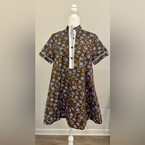 Floral Brown and Blue Dress